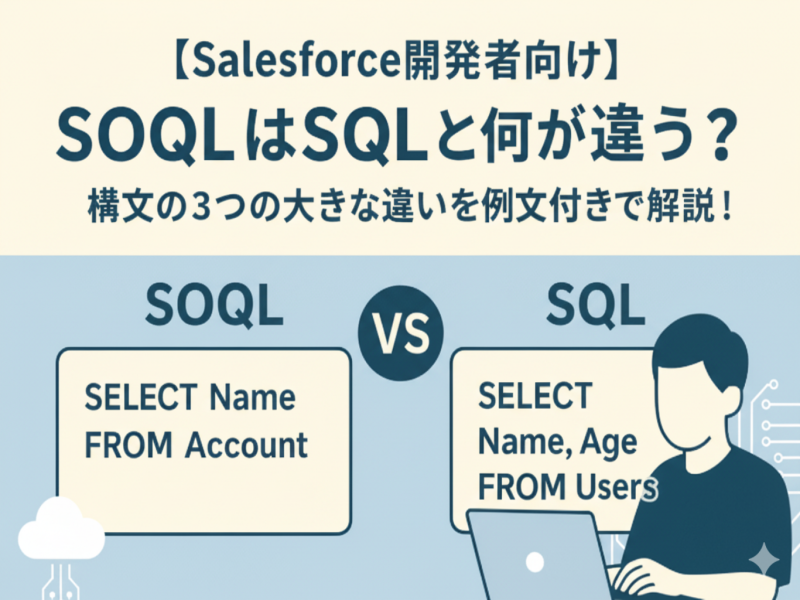 【Salesforce開発者向け】SOQLはSQLと何が違う？構文の3つの大きな違いを例文付きで解説！